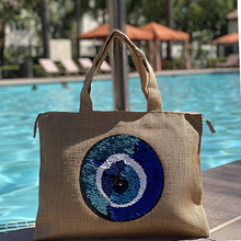 Load image into Gallery viewer, Reversible Sequins Eye Tote