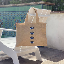 Load image into Gallery viewer, Small Evil Eyes Beach Tote