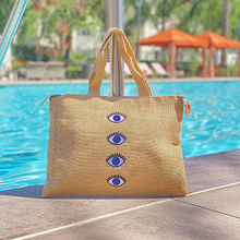 Load image into Gallery viewer, Small Evil Eyes Beach Tote