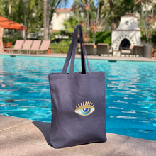 Load image into Gallery viewer, Large Eye Dark Blue Canvas Tote Bag