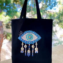 Load image into Gallery viewer, Canvas Glitter Dangle Eye Bag