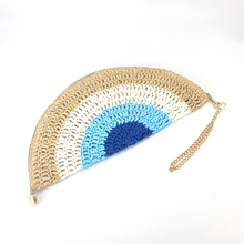 Load image into Gallery viewer, Crochet Raffia Half Moon Clutch