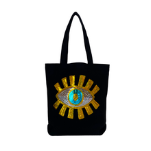 Load image into Gallery viewer, Evil Eye Canvas Tote Bag Gold