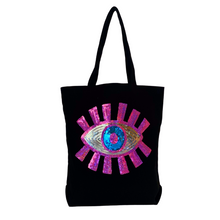 Load image into Gallery viewer, Evil Eye Canvas Tote Bag Pink