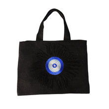 Load image into Gallery viewer, Evil Eye Fringe Tote