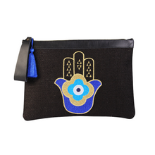 Load image into Gallery viewer, Hamsa Jute Clutch Black