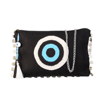 Load image into Gallery viewer, Nazar Jute Clutch Black Blue