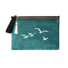 Load image into Gallery viewer, Seagull Velvet Clutch Green