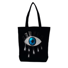 Load image into Gallery viewer, Black Canvas Tote Black Tear