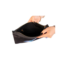 Load image into Gallery viewer, Sun Jute Clutch Black Inside