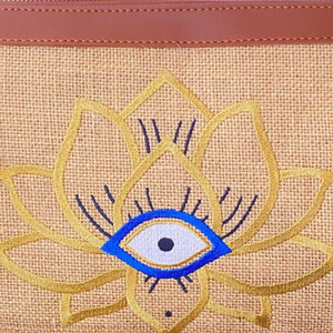 Lotus Eye Jute Clutch