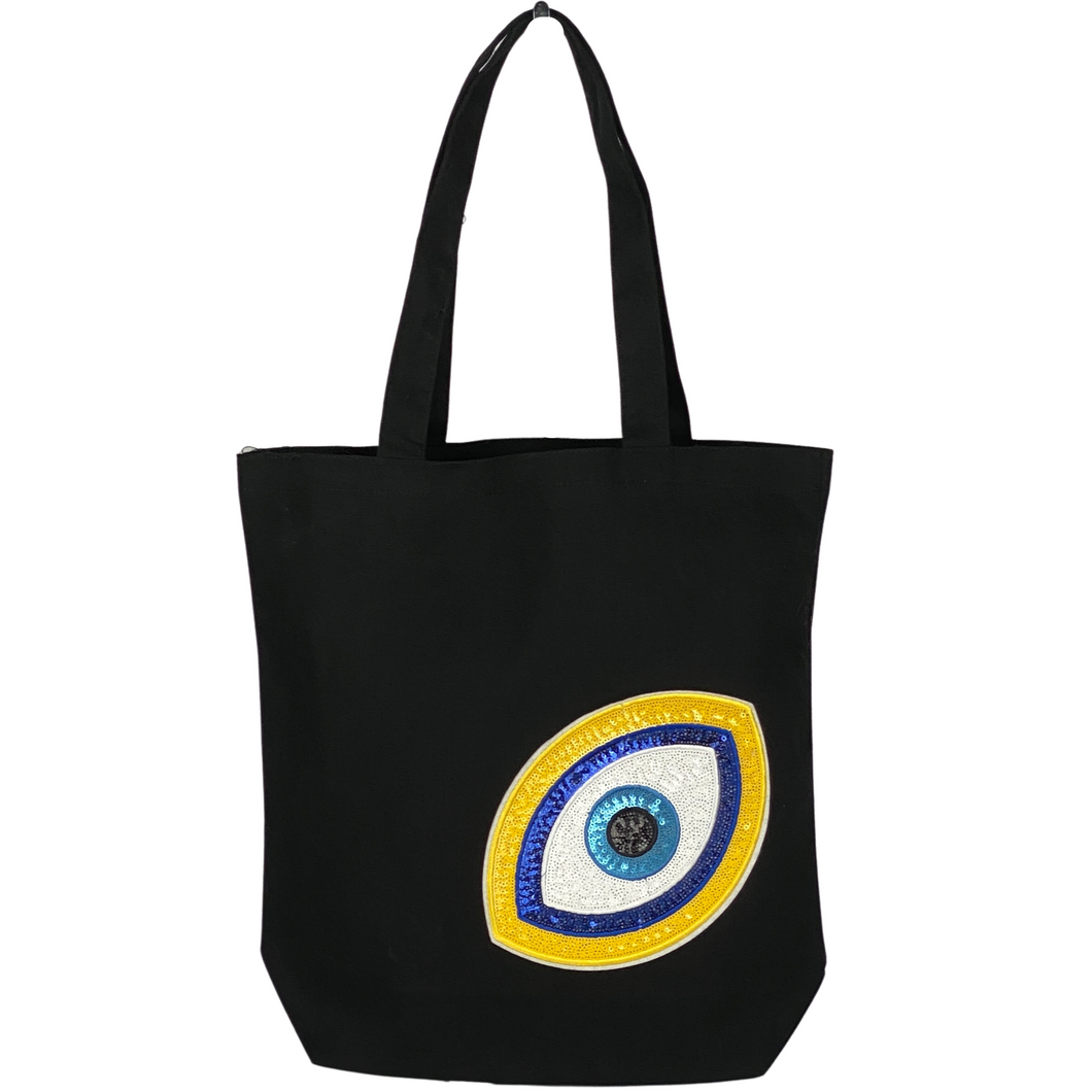 Canvas Sequin Yellow Eye Tote Bag