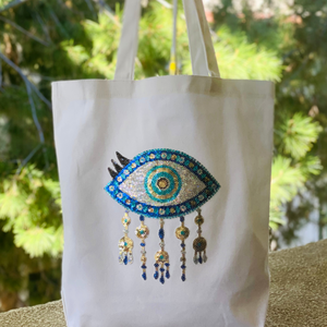 Canvas Glitter Dangle Eye Bag