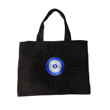 Load image into Gallery viewer, Evil Eye Fringe Tote
