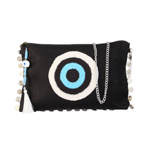 Load image into Gallery viewer, Nazar Jute Clutch Black Blue
