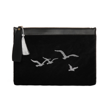 Load image into Gallery viewer, Seagull Velvet Clutch Black Silver
