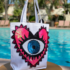 Glitter canvas tote bag sale
